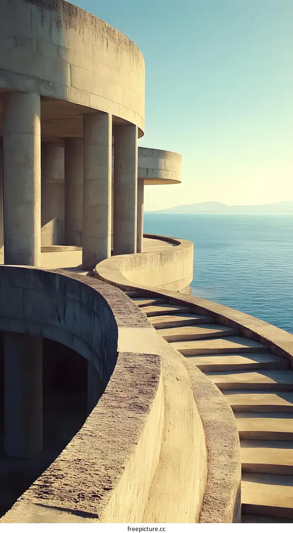 Concrete Stairway Leading to the Ocean