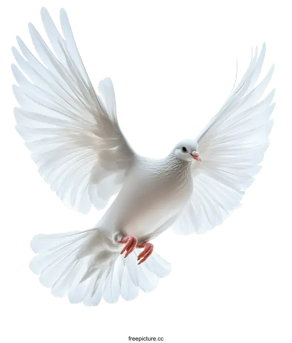 [Transparent Background PNG]White Dove in Flight Against White Background