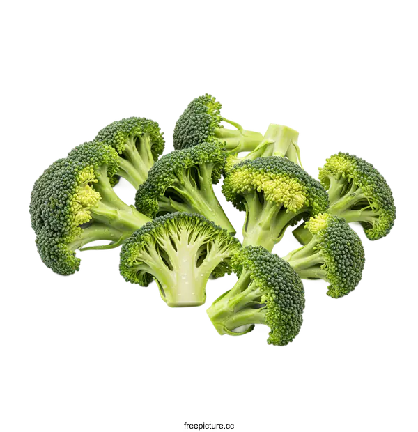 [Transparent Background PNG]Fresh green broccoli florets ready for cooking or eating raw