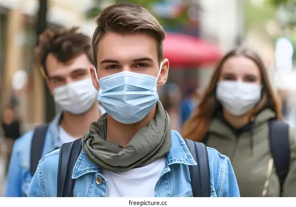 Young People Wearing Face Masks In Public