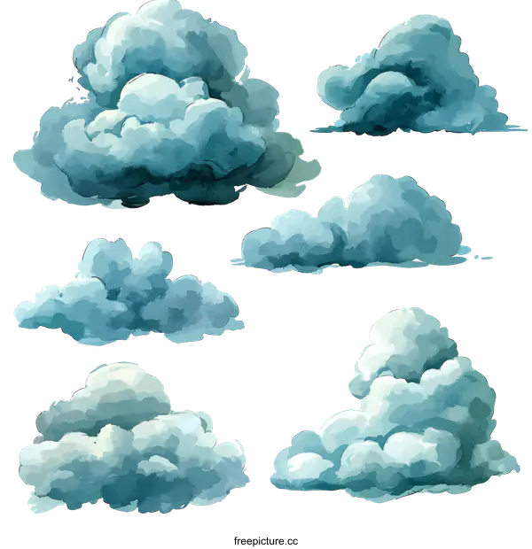 [Transparent Background PNG]Watercolor Cloudscape Illustration