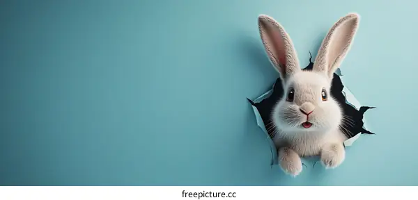Cute Easter Bunny Peeking Through a Hole