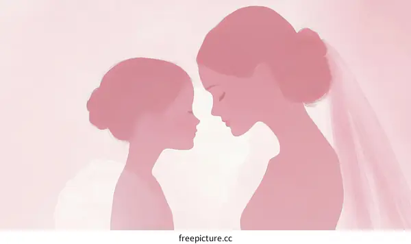 Mother and Daughter Silhouettes in Love