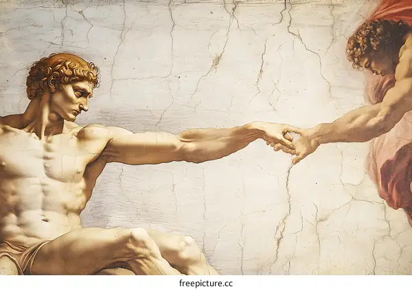 The Creation of Adam Fresco Painting