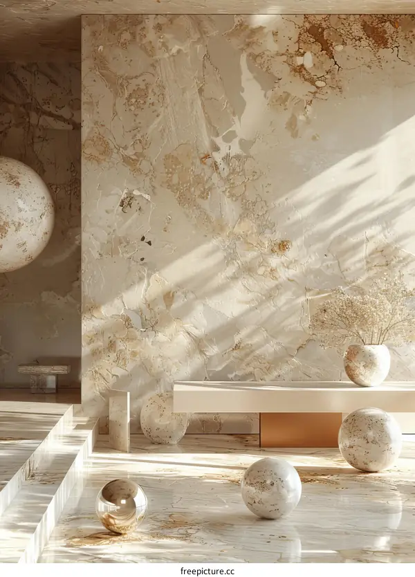 Beige Minimalist Interior Design Rendering