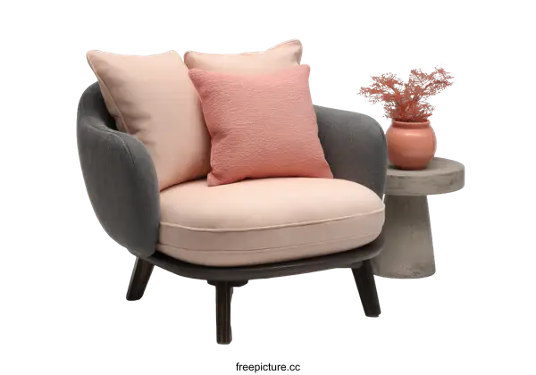 [Transparent Background PNG]Modern Armchair with Soft Cushions