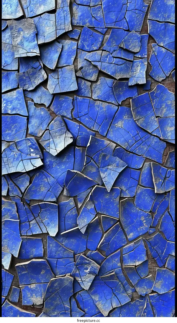 Blue cracked paint texture
