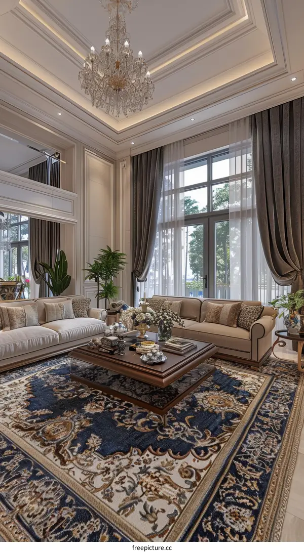 Opulent Living Room with Refined Elegance