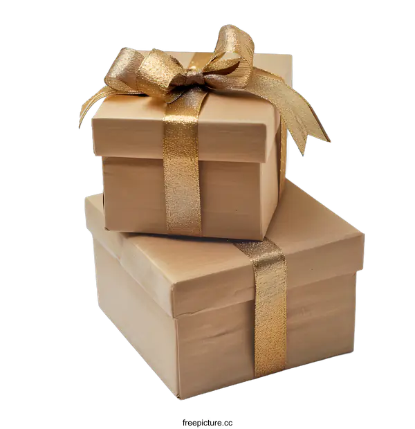 [Transparent Background PNG]Two Gift Boxes With Gold Ribbon