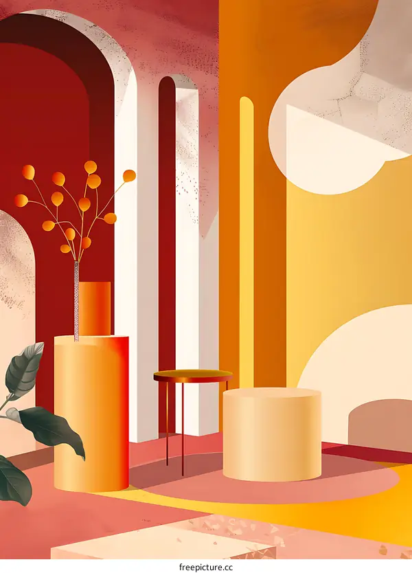 Abstract Geometric Shapes Minimalist Illustration