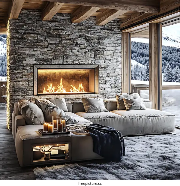 Modern Cozy Winter Living Room Interior Design