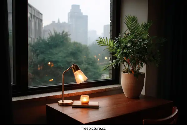 Cozy Window Seat with City View