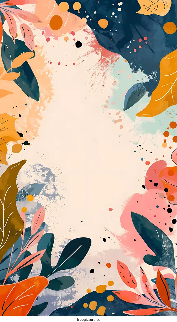 Abstract Floral Background with Watercolor and Splashes