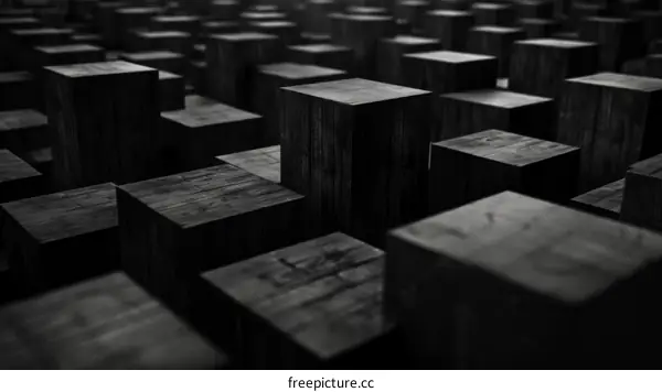 Neatly Arranged 3D Wood Blocks in Black and White