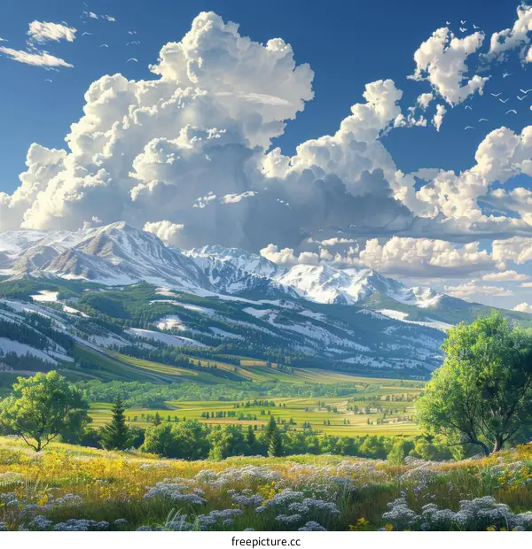 Stunning Mountain Valley Landscape Illustration