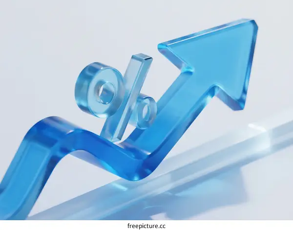 Upward Trend of Percentage Symbol and Arrow in Financial Growth