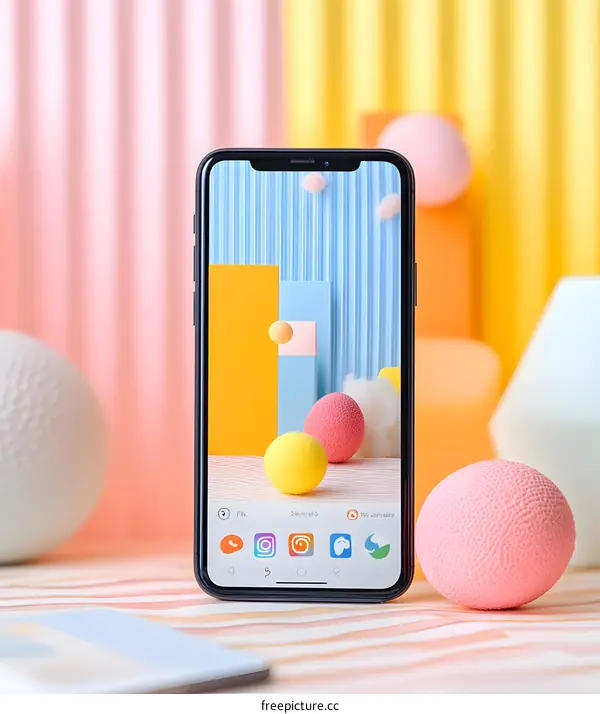 Smartphone with Colorful Background and Apps