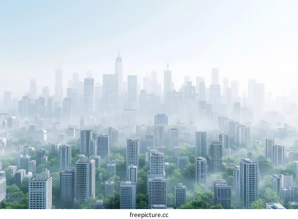 Urban Skyline: Skyscrapers and Greenery