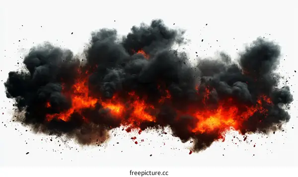 Explosion Fire Smoke and Debris Illustration