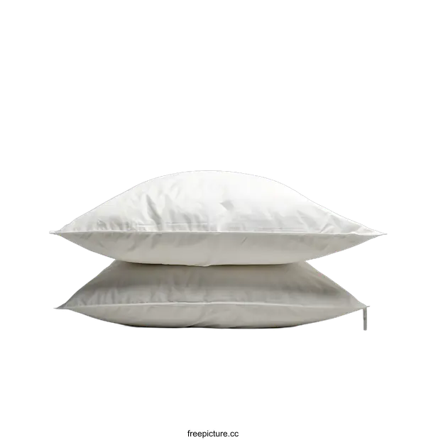 [Transparent Background PNG]Two White Pillows Stacked on a White Background