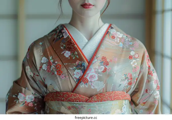 Portrait of a Japanese woman in traditional kimono