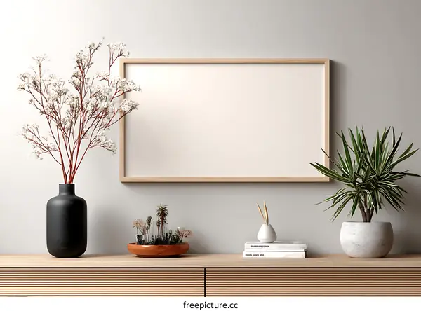 Minimalist Modern Interior Mockup with Blank Frame