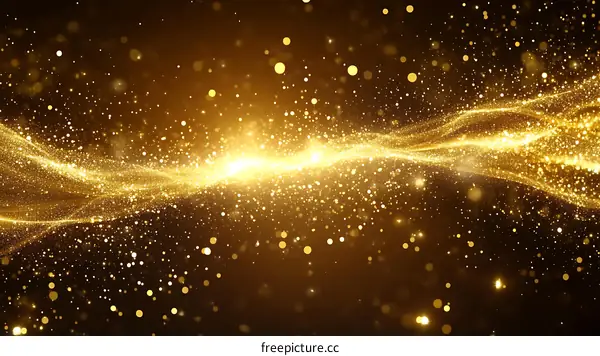 Golden Particles Flowing Abstract Background