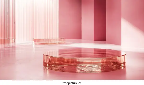 Modern Pink Display Podium with Clear Glass