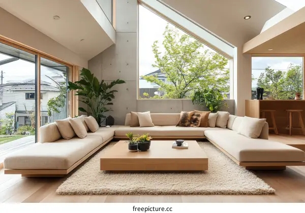 Modern Japanese Style Living Room Interior Design