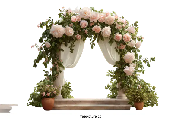 [Transparent Background PNG]Floral Wedding Arch Decor Illustration