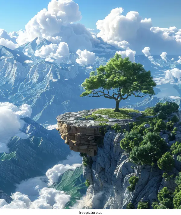 Resilient Tree on a Rugged Mountain Cliff