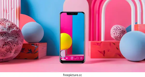 Colorful Abstract Background with Smartphone