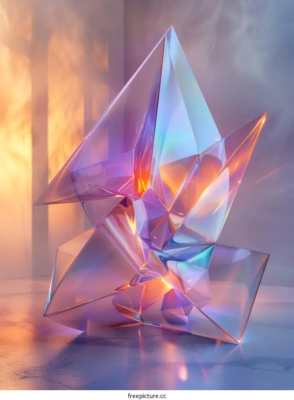 3D rendering of colorful abstract crystal