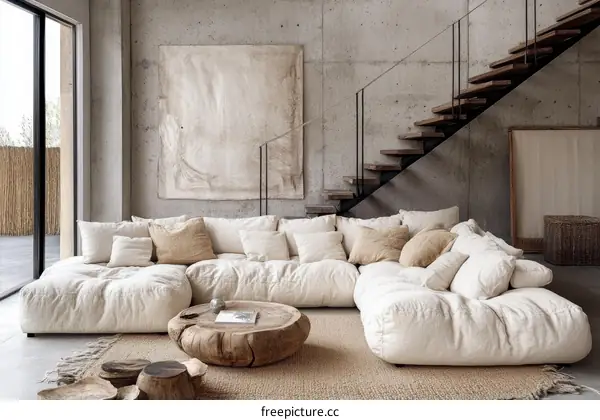 Modern Minimalist Beige Living Room Design