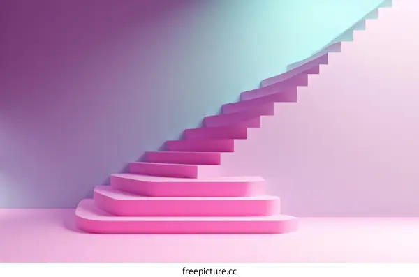 Abstract Pink Stairway Design