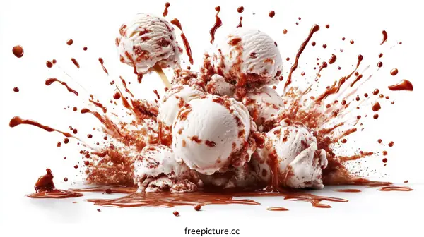 Ice Cream Explosion with Chocolate Sauce