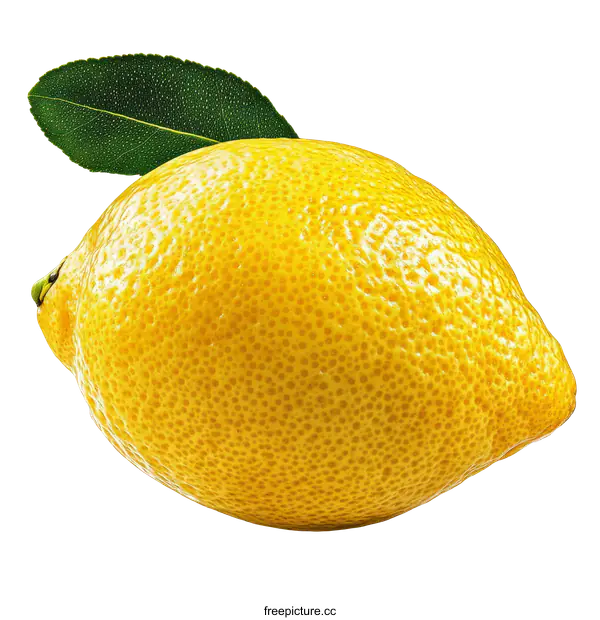 [Transparent Background PNG]Fresh Lemon with Leaf Closeup