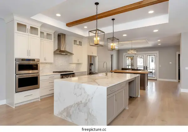 Modern Elegant Kitchen Island with Marble Top