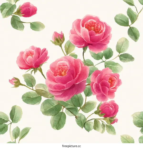 Watercolor Roses Floral Pattern Design