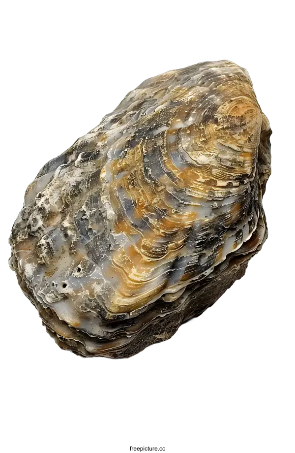 [Transparent Background PNG]Large fossilized oyster shell on white background