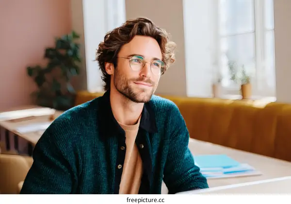 Thoughtful Man in Casual Attire