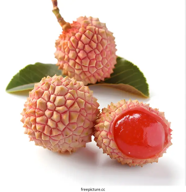 Fresh Lychee Fruit on White Background