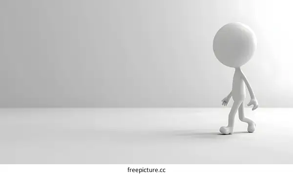 White figure walking on white background