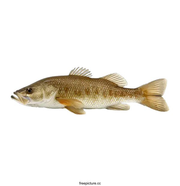 [Transparent Background PNG]A smallmouth bass fish isolated on a white background