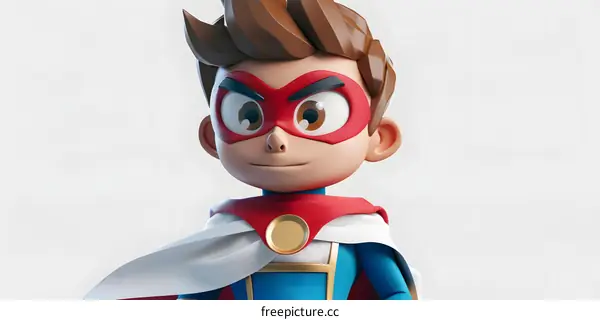 3D illustration of a superhero boy