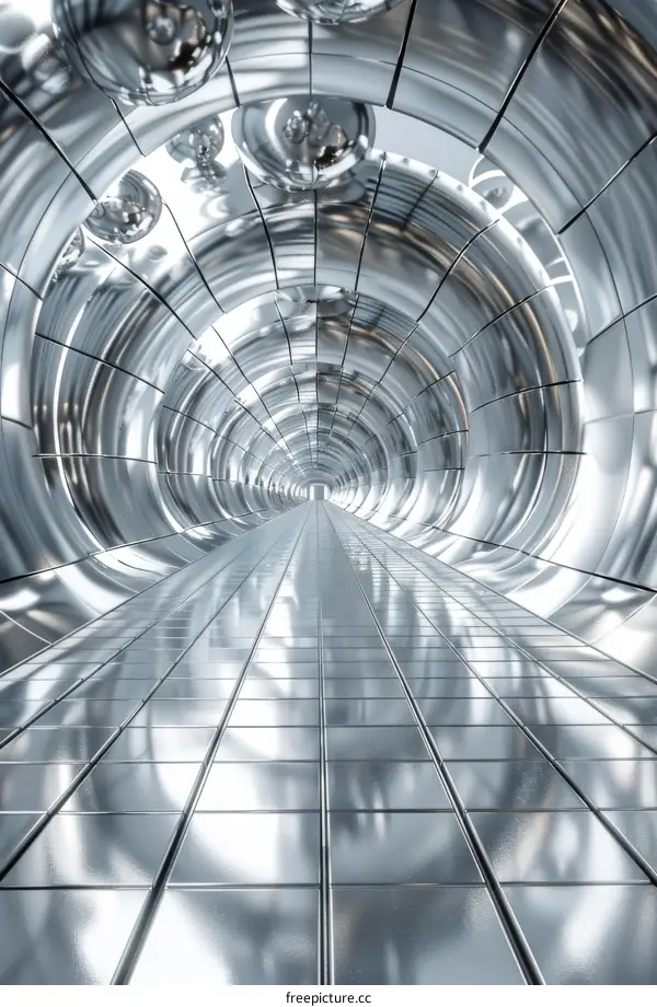 Abstract Futuristic Metallic Tunnel