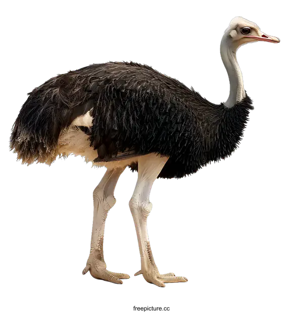 [Transparent Background PNG]An ostrich stands tall and proud, its feathers ruffled in the wind.