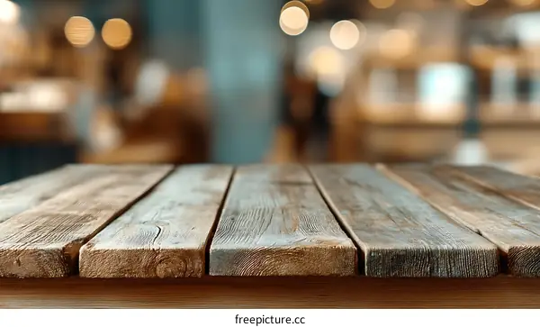Wooden Table Top in Cafe Setting