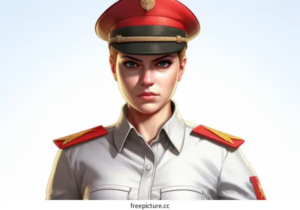 Illustration of a female police officer in a red hat