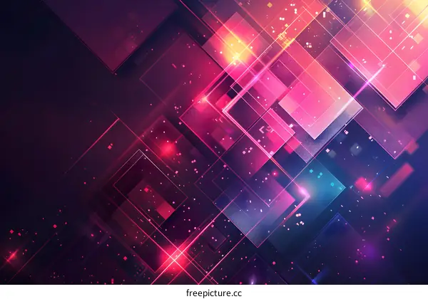 Abstract Geometric Background with Neon Lights